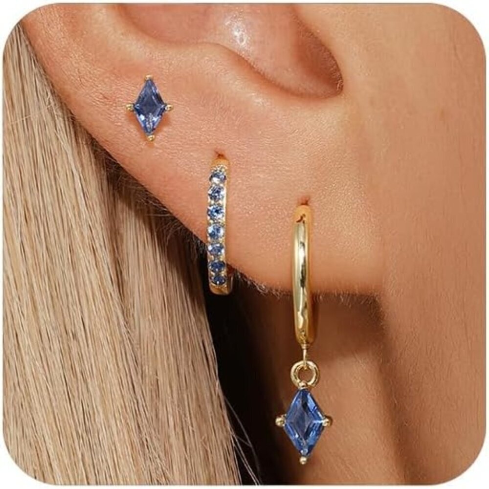 Gold Hoop Earrings Set for Women Hypoallergenic Cubic Zirconia Stylish Gift